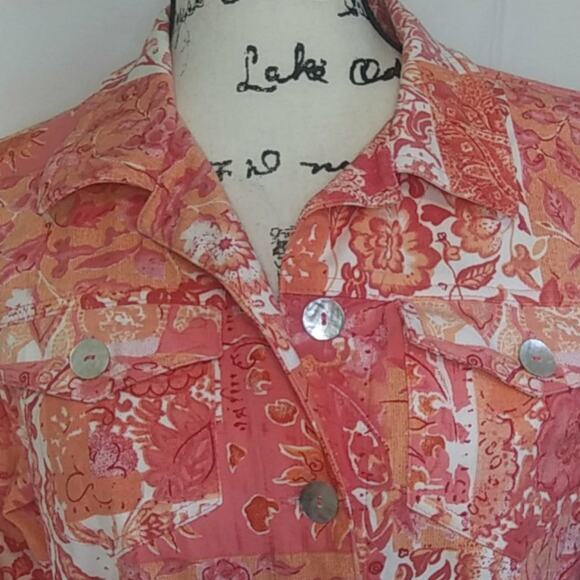 Coldwater Creek Cotton Button Front Blazer Jacket Shell Buttons Petite Small - Picture 2 of 11